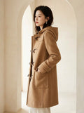 Odette - Elegant Toggle Duffle Coat for Winter in Camel — Maison Perigee — side