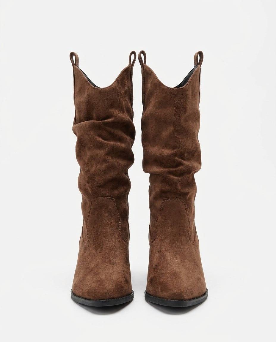 Brown mid-calf boots product photo, white background | Maison Perigee — product
