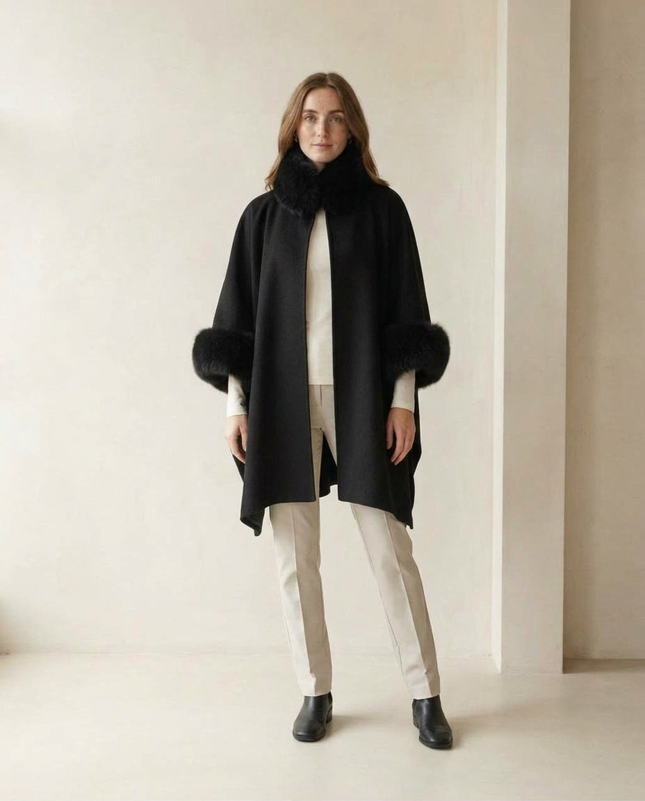 Sophie | Elegant Cape Coat for Winter — front | Maison Perigee