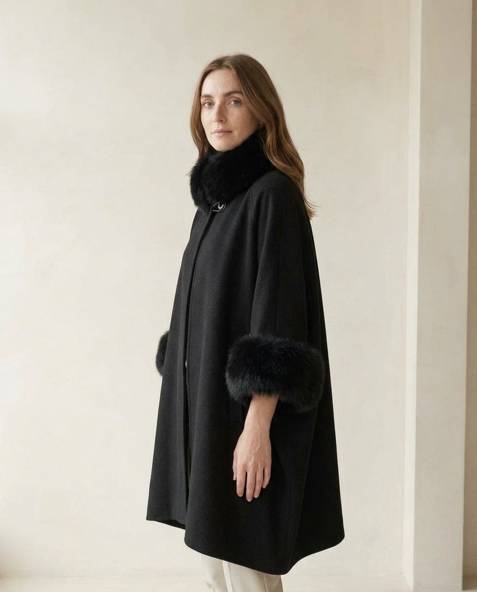 Sophie | Elegant Cape Coat for Winter — side | Maison Perigee