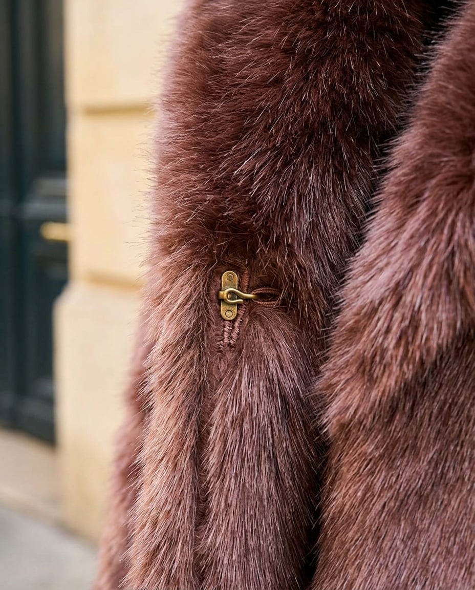 Sophie | Elegant Faux Fur Coat for Winter — detail | Maison Perigee