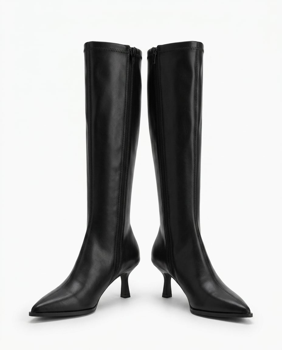 Black knee-high boots product photo, white background | Maison Perigee — product
