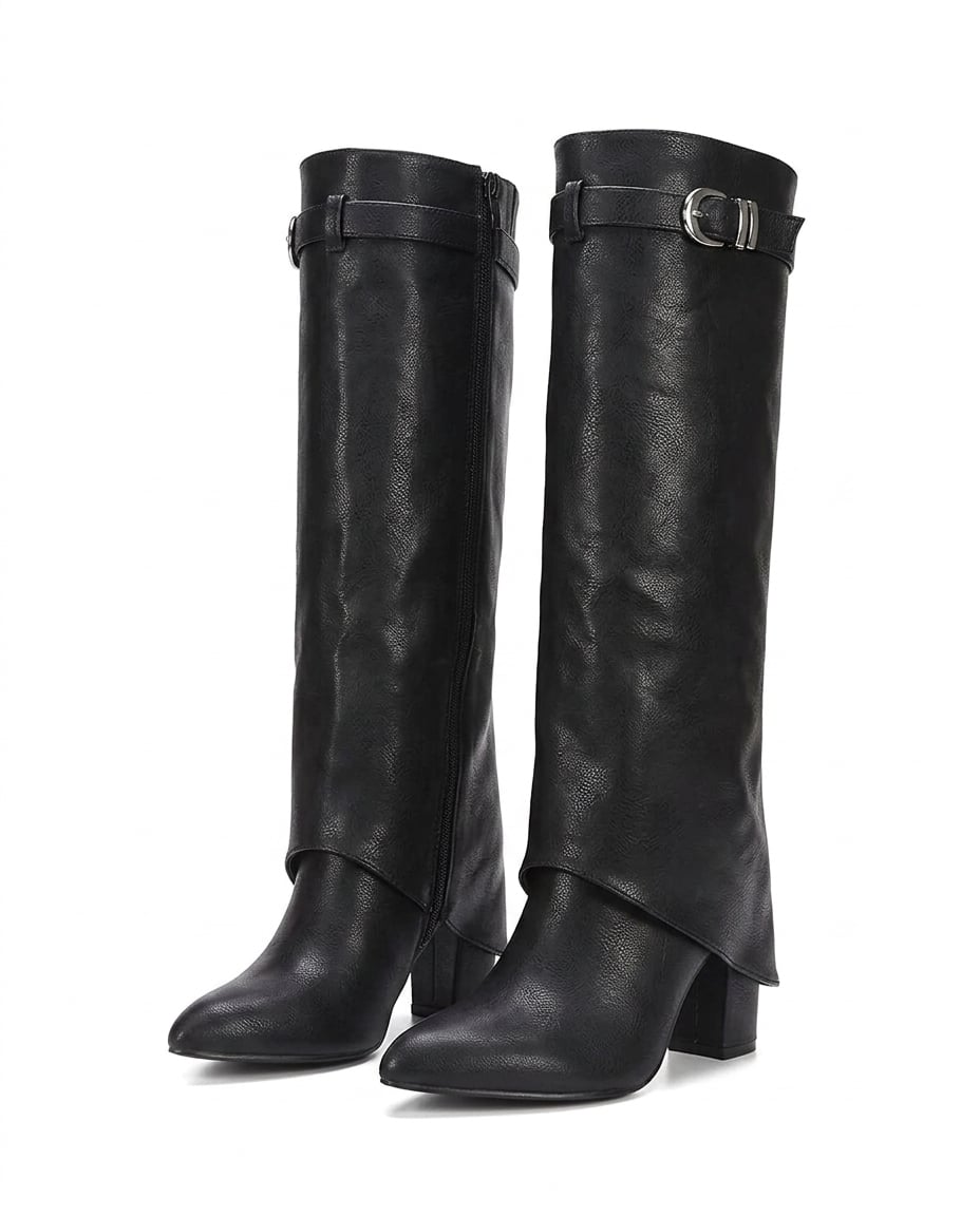 Black knee-high boots product photo, white background | Maison Perigee — product