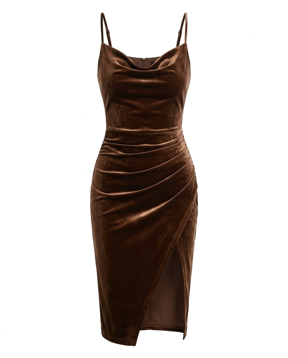 Sophie | Elegant Velvet Cami Dress for Autumn/Winter — product white bg | Maison Perigee
