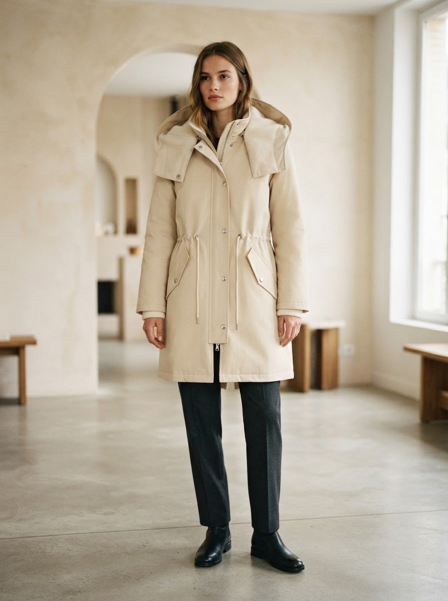 Sophie - Hooded Parka Coat for Winter - front view