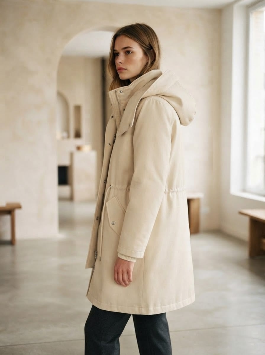 Sophie - Hooded Parka Coat for Winter - side view