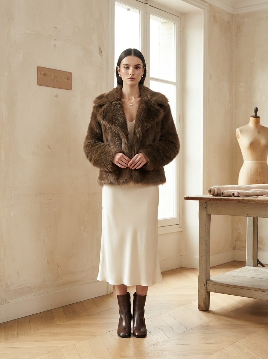 Sophie - Luxe Faux Fur Coat for Winter - front view