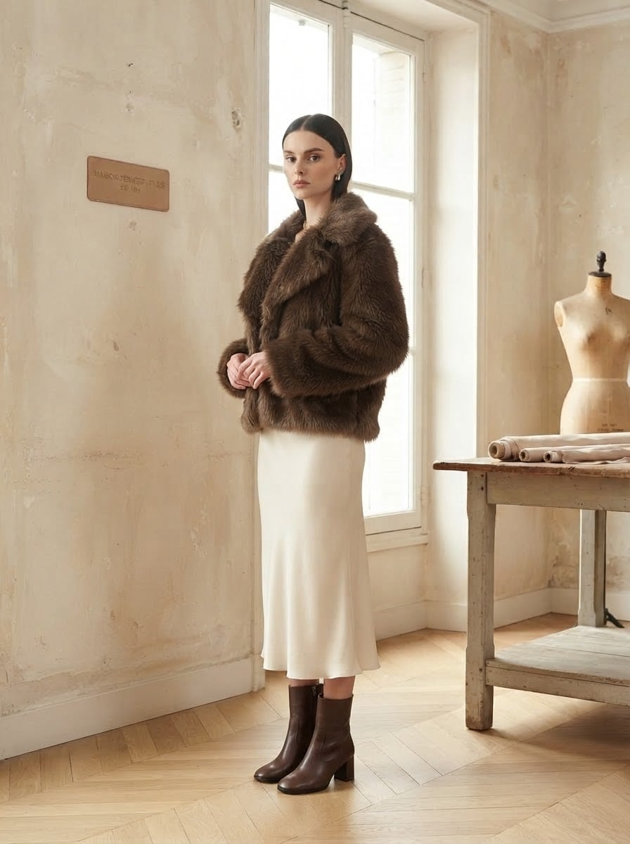 Sophie - Luxe Faux Fur Coat for Winter - side view