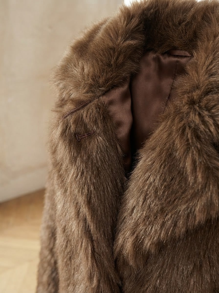 Sophie - Luxe Faux Fur Coat for Winter - detail close-up