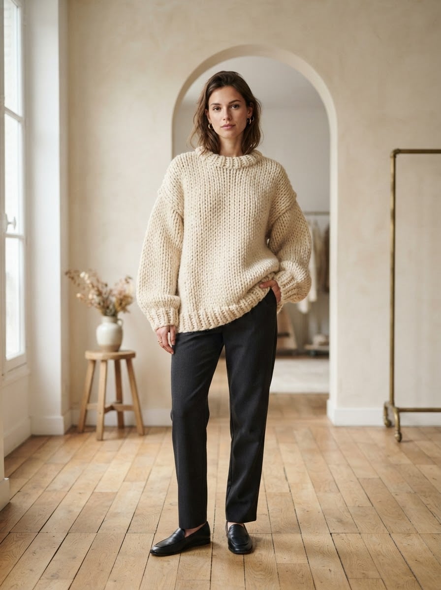 Sophie - Oversized Chunky Knit Jumper - front view