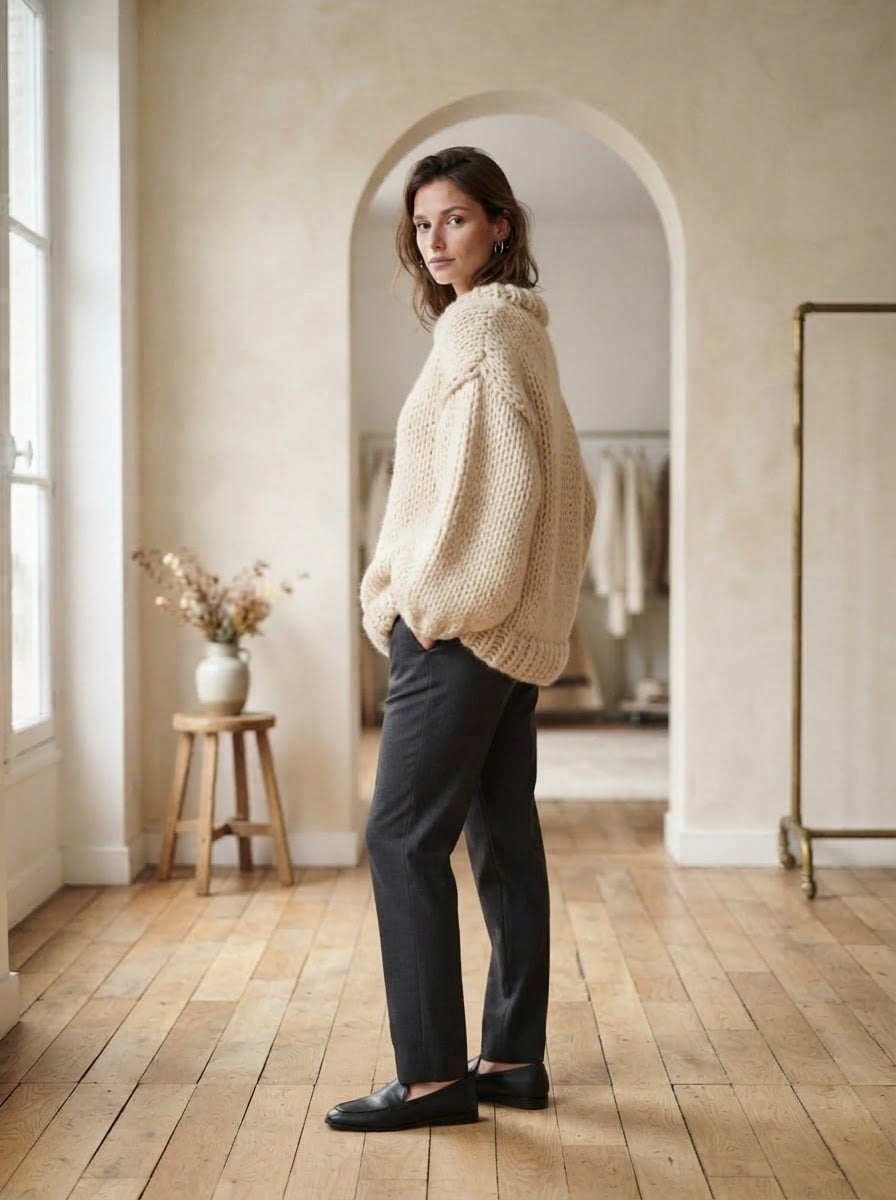 Sophie - Oversized Chunky Knit Jumper - side view