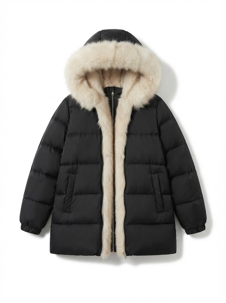 Sophie - Quilted Puffer Coat - flat lay