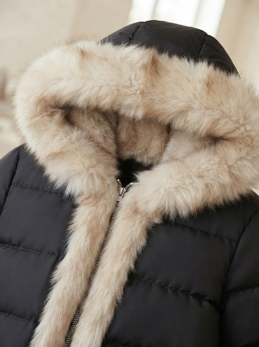 Sophie - Quilted Puffer Coat - detail close-up