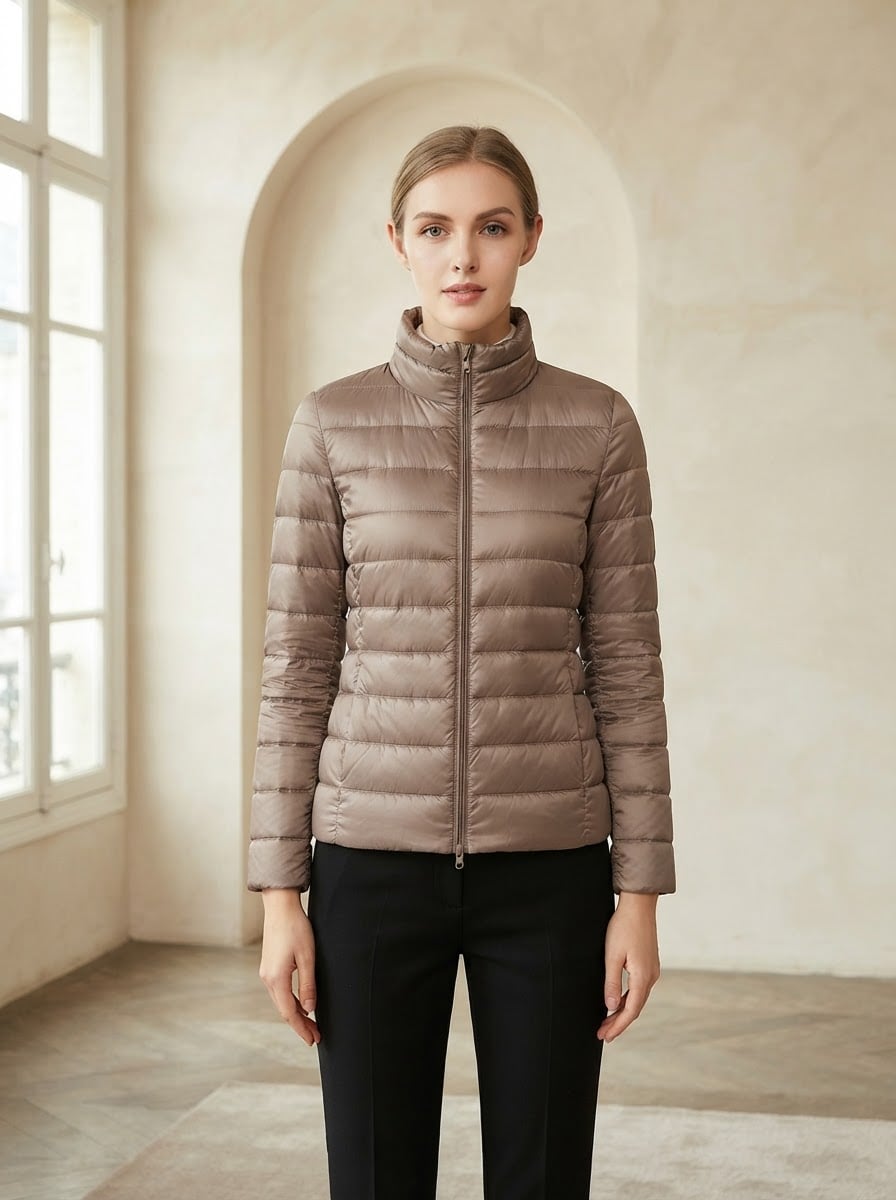 Sophie - Quilted Puffer Coat - front view