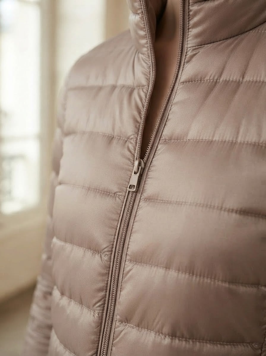 Sophie - Quilted Puffer Coat - detail close-up