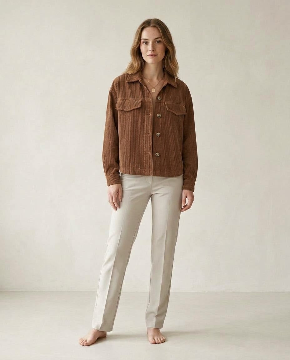 Sophie | Refined Corduroy Coat for Autumn/Winter — front | Maison Perigee