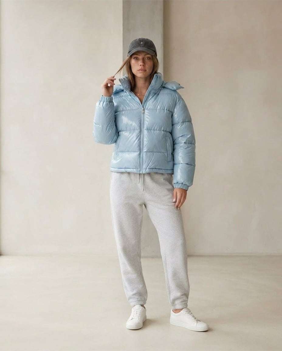 Sophie | Refined Padded Coat for Winter - Light Blue - Front