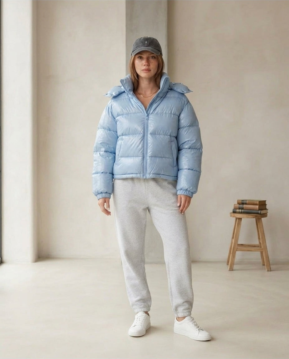 Sophie | Refined Padded Coat for Winter - Light Blue - Front