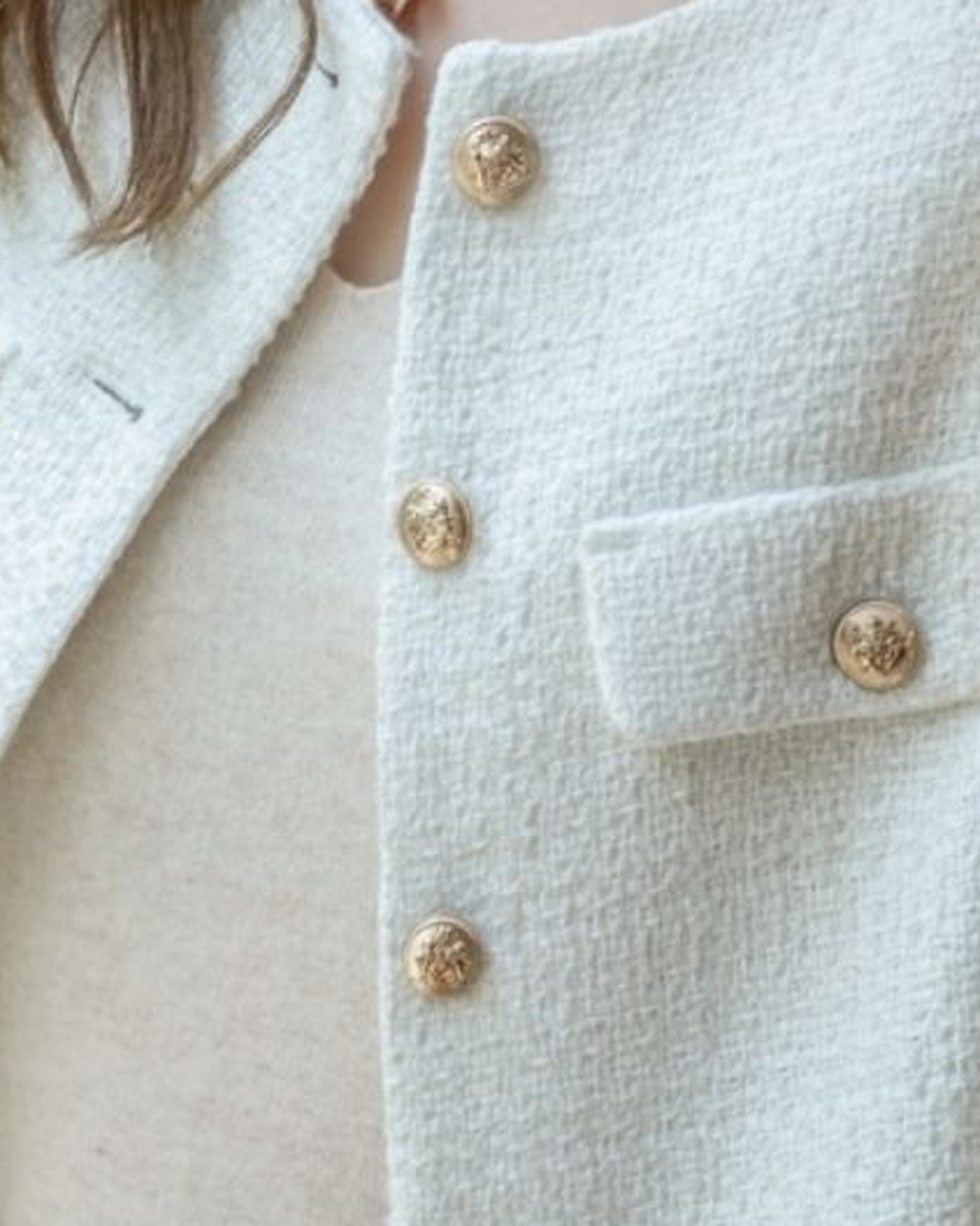 Sophie | Refined Wool Tweed Coat for Autumn/Winter | Part 5 — Detail / Editorial Close-up
