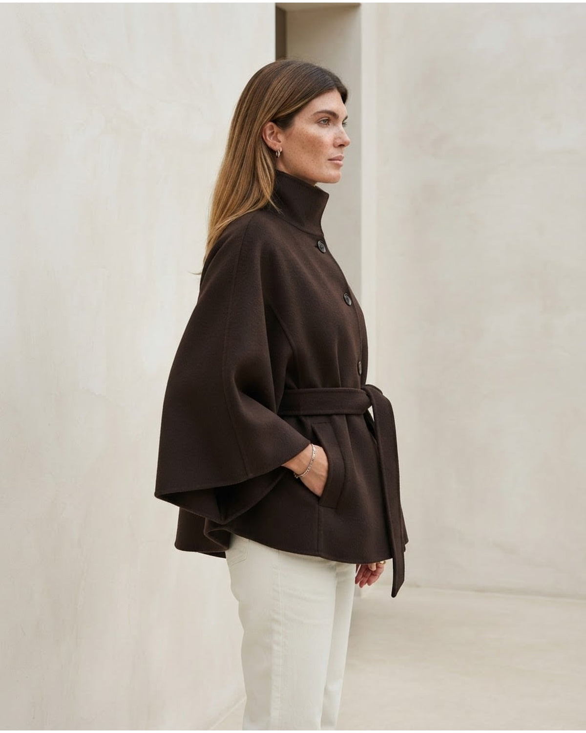 Sophie | Sophisticated Cape Jacket for Autumn/Winter - Side View