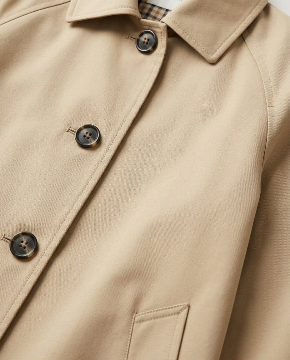 Sophie | Timeless Reversible Trench Coat for Winter - Detail Close-Up