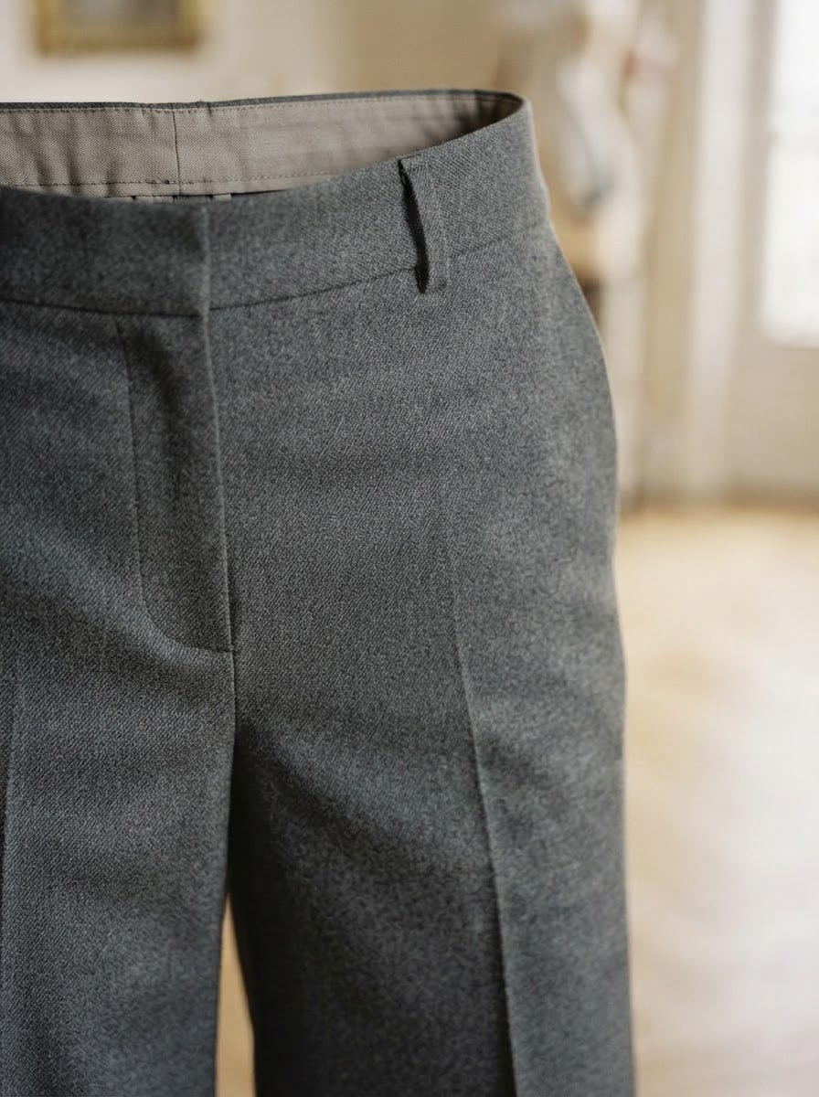 Sophie - Wide-Leg Wool Trousers - detail close-up