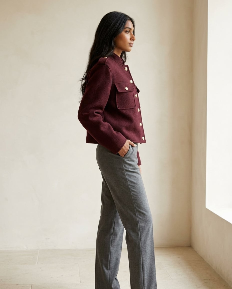 Vivienne | Sophisticated Boxy Tweed Jacket for Winter - side view