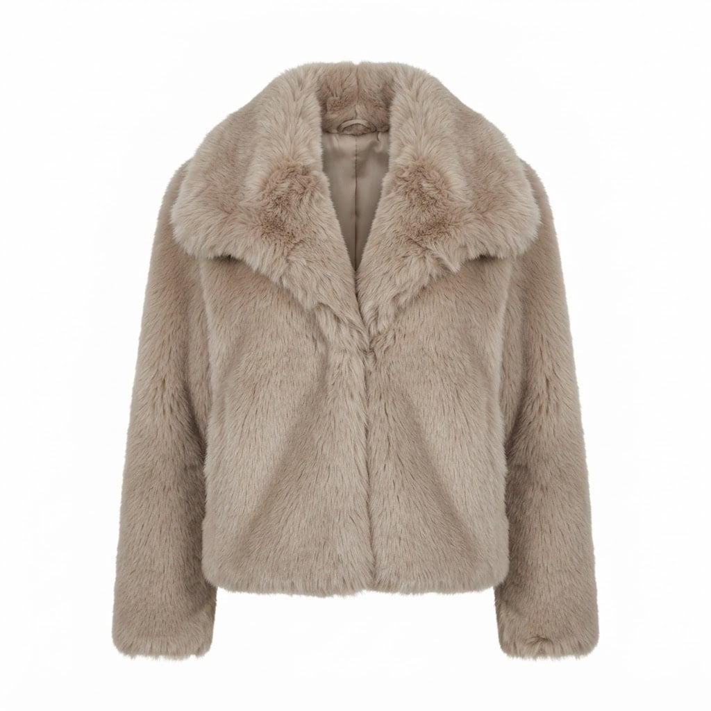 Zara | Elegant Faux Fur Jacket for Autumn/Winter in Beige Gray — Maison Perigee — product