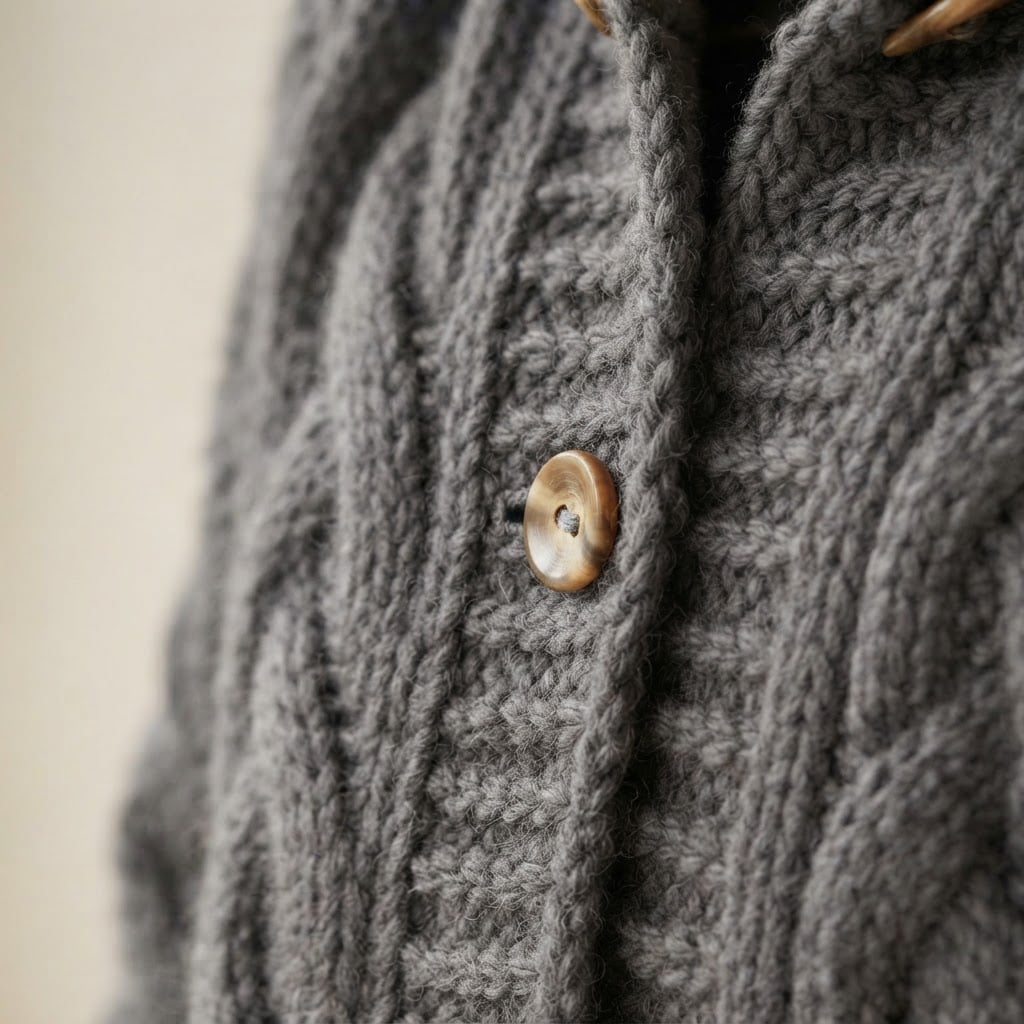 Zara | Elegant Hooded Cardigan for Autumn/Winter - Detail Close-Up