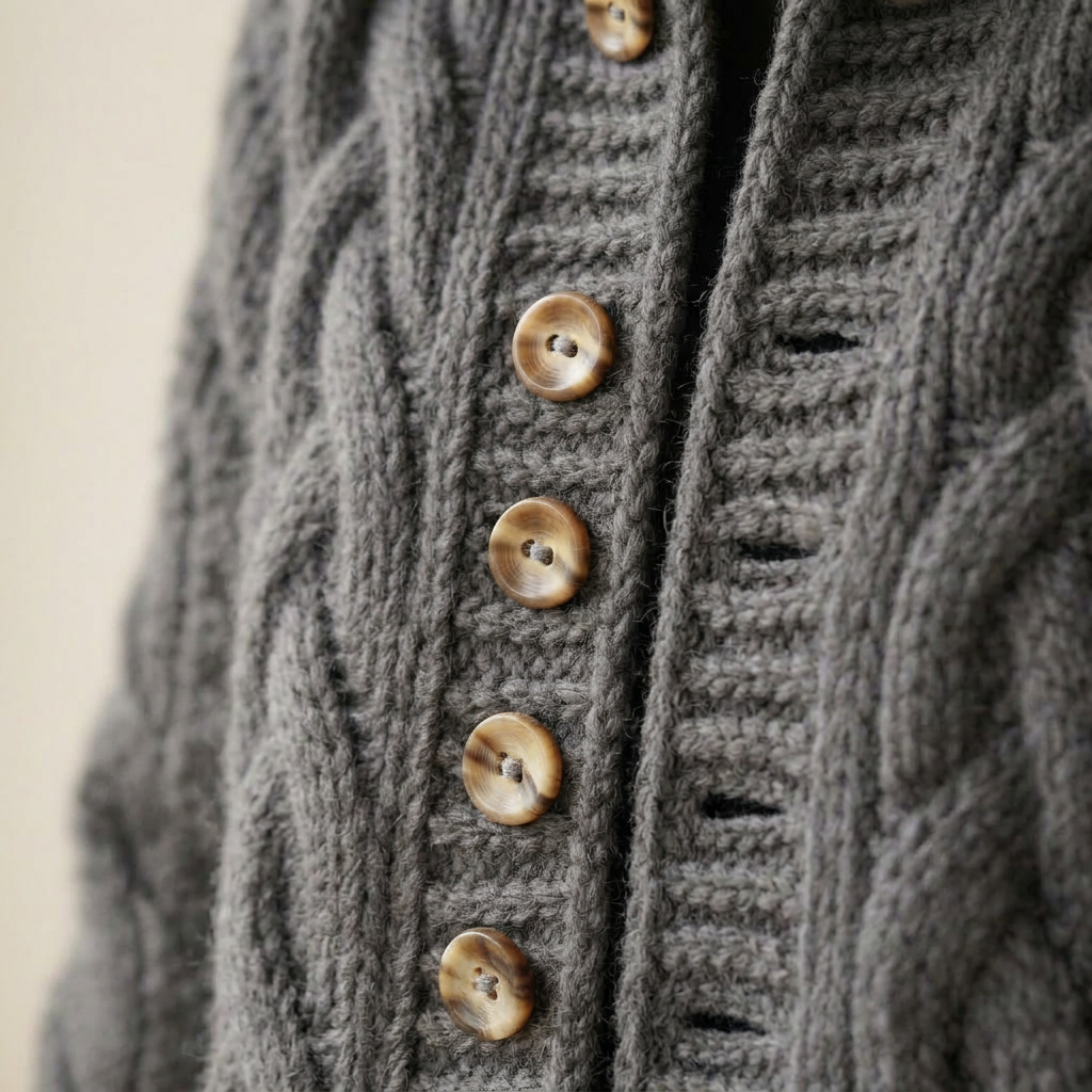 Zara | Elegant Hooded Cardigan for Autumn/Winter - Detail Close-Up
