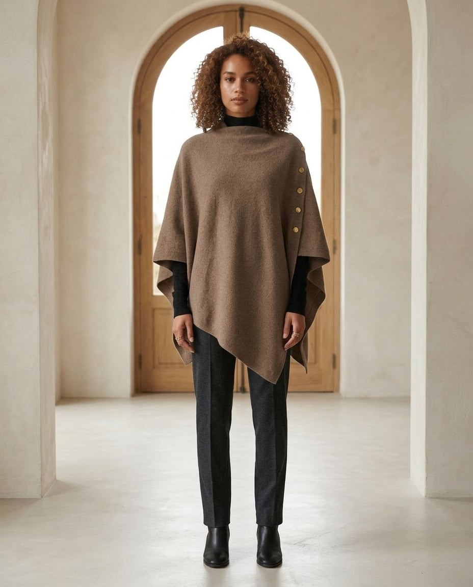 Zara | Elegant Poncho Cardigan for Autumn/Winter - Front View