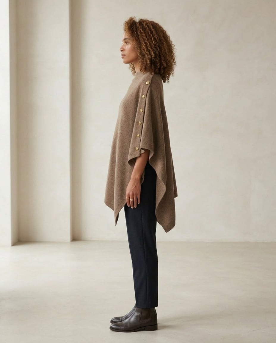 Zara | Elegant Poncho Cardigan for Autumn/Winter - Side View