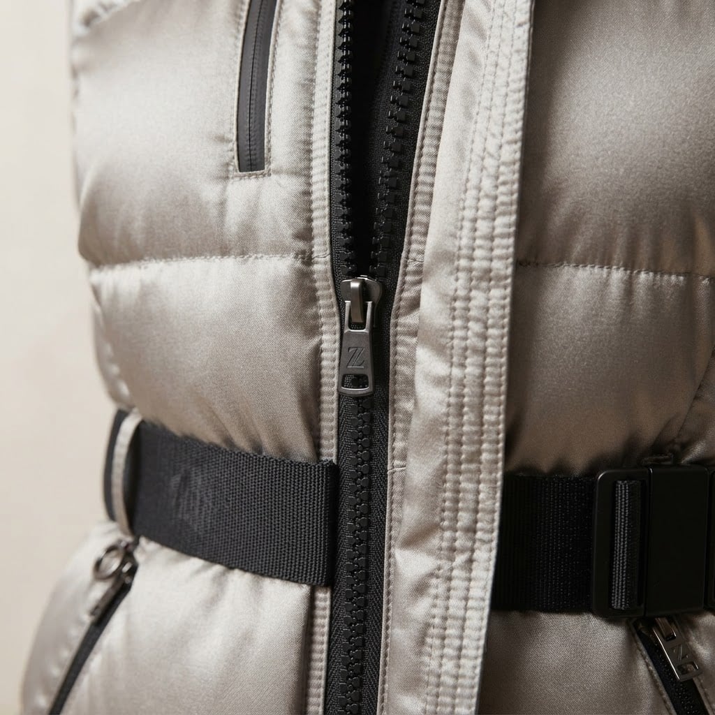 Zara | Elegant Puffer Jacket for Winter - Detail Close-Up