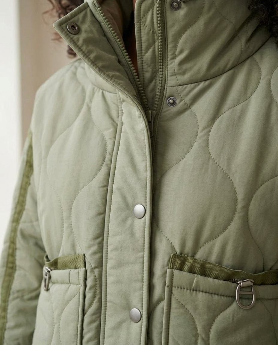 Zara | Elegant Quilted Jacket for Autumn/Winter — detail | Maison Perigee