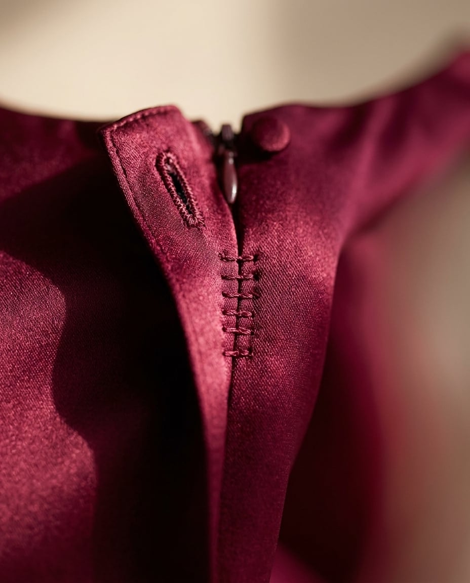 Zara | Elegant Satin Dress for Autumn/Winter — detail | Maison Perigee