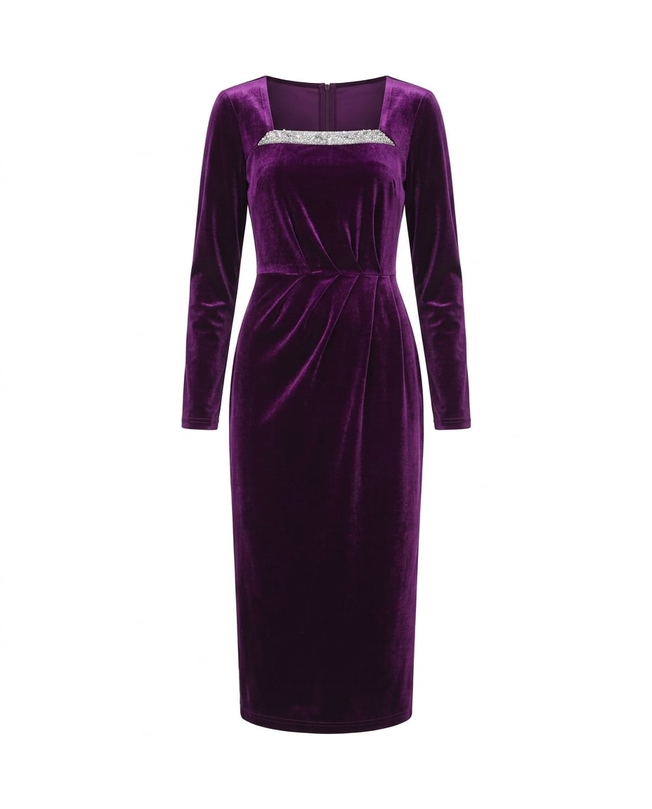 Zara | Elegant Velvet Dress for Autumn/Winter — product white bg | Maison Perigee