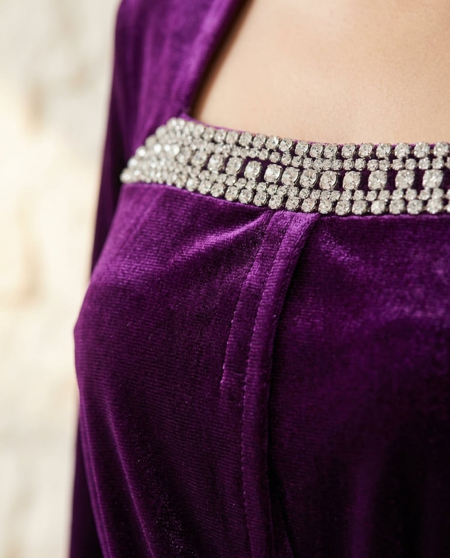 Zara | Elegant Velvet Dress for Autumn/Winter — detail | Maison Perigee