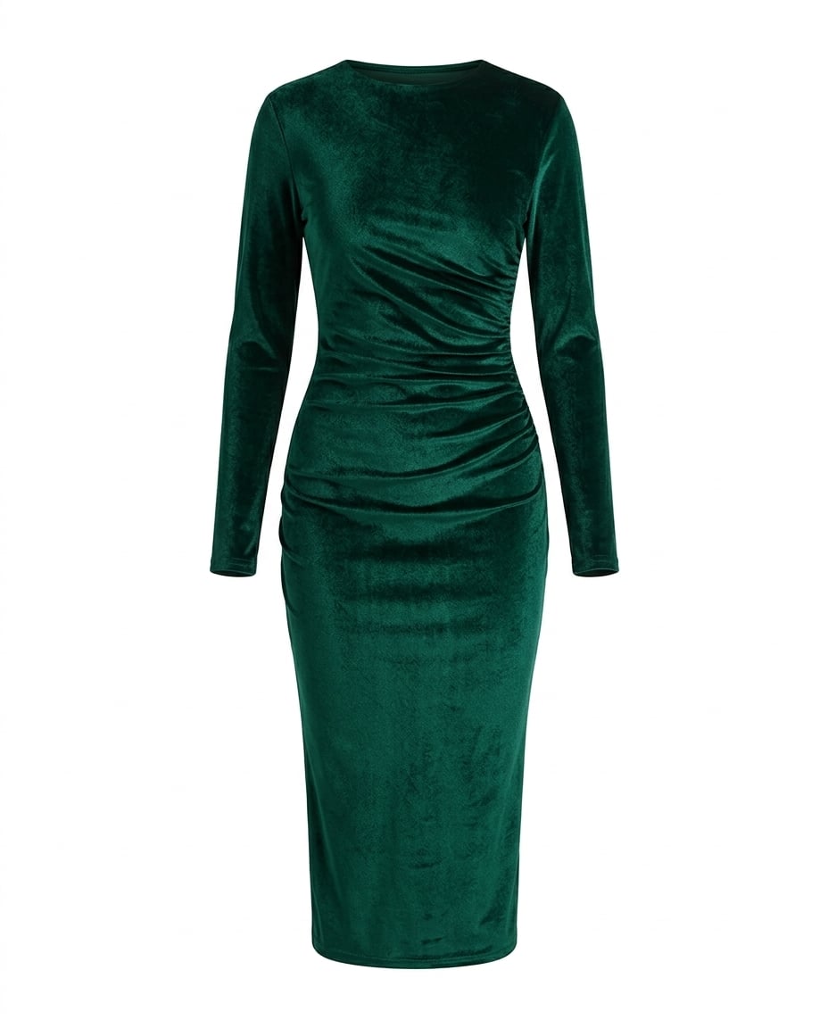Zara | Elegant Velvet Midi Dress for Autumn/Winter — product white bg | Maison Perigee