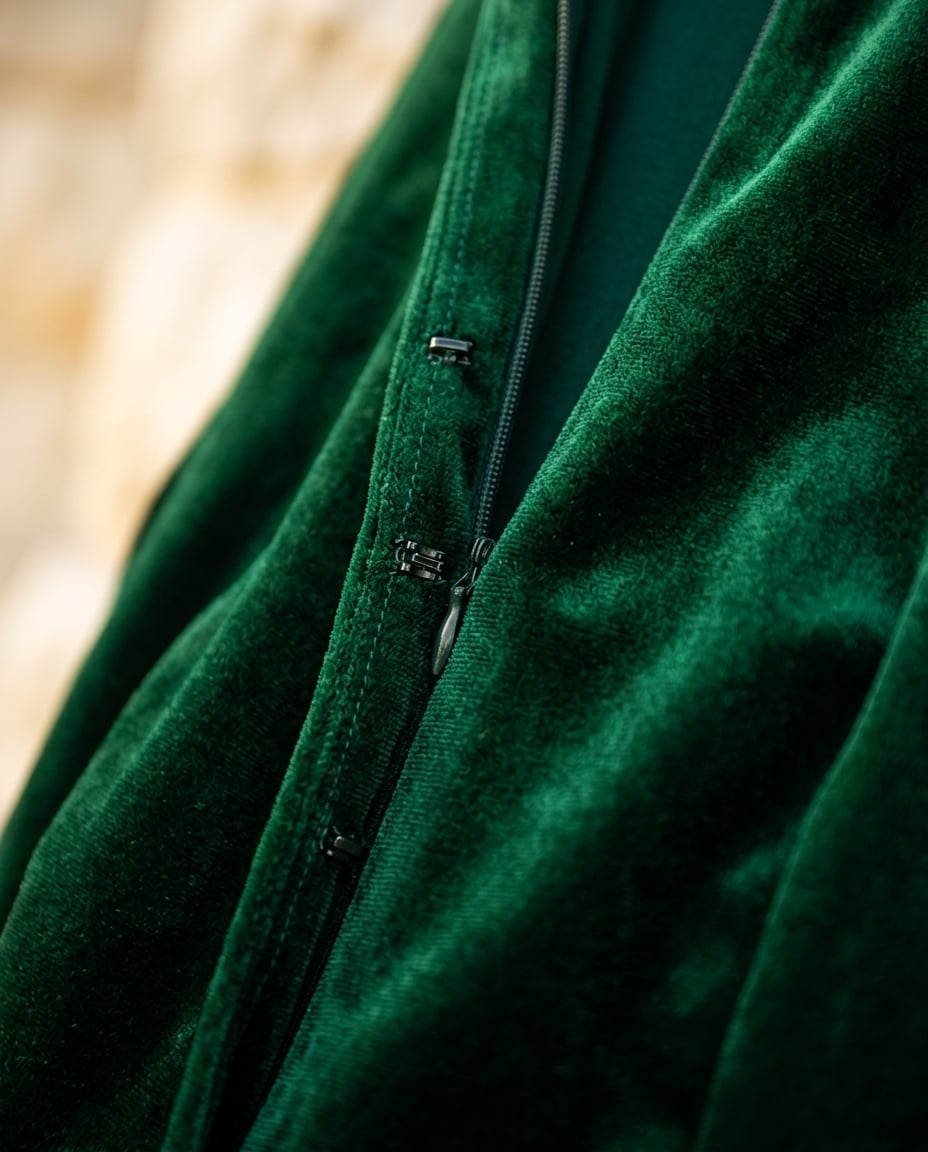 Zara | Elegant Velvet Midi Dress for Autumn/Winter — detail | Maison Perigee