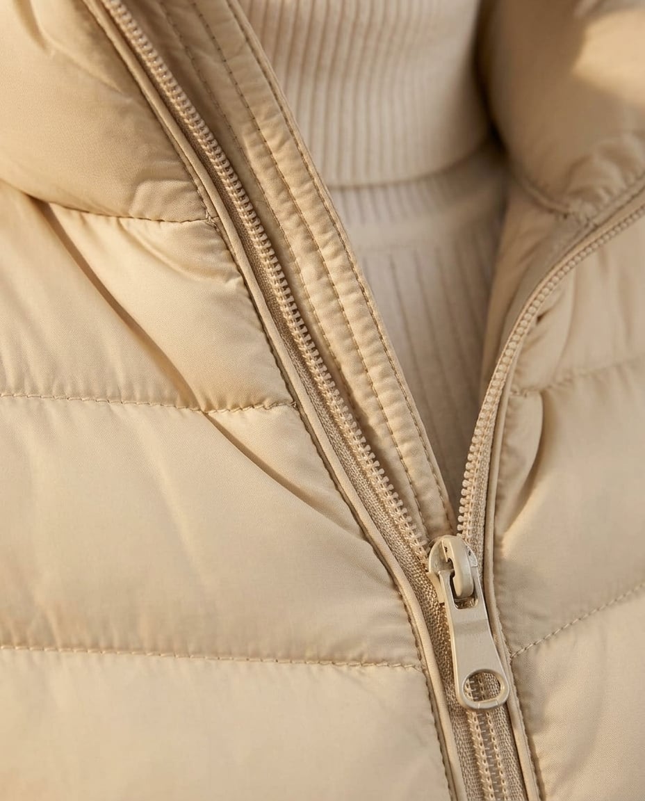 Zara | Refined Quilted Coat for Winter — detail | Maison Perigee