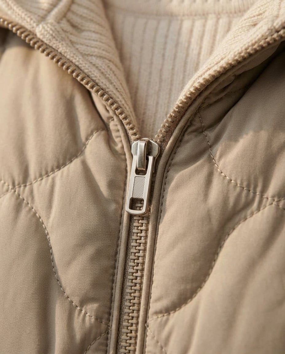 Zara | Refined Quilted Jacket for Winter — detail | Maison Perigee