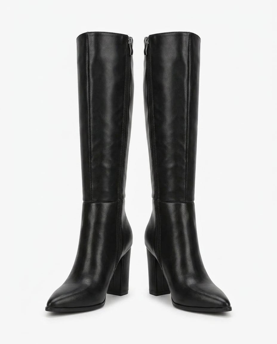Black knee-high boots product photo, white background | Maison Perigee — product