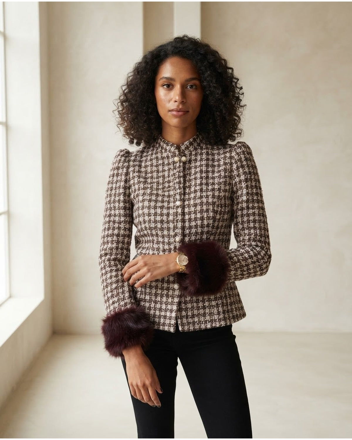 Zara | Sophisticated Tweed Jacket for Autumn/Winter - Front View