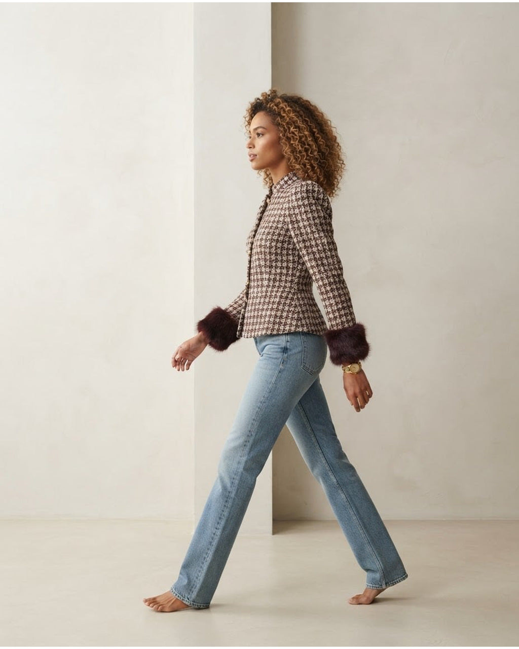 Zara | Sophisticated Tweed Jacket for Autumn/Winter - Side View