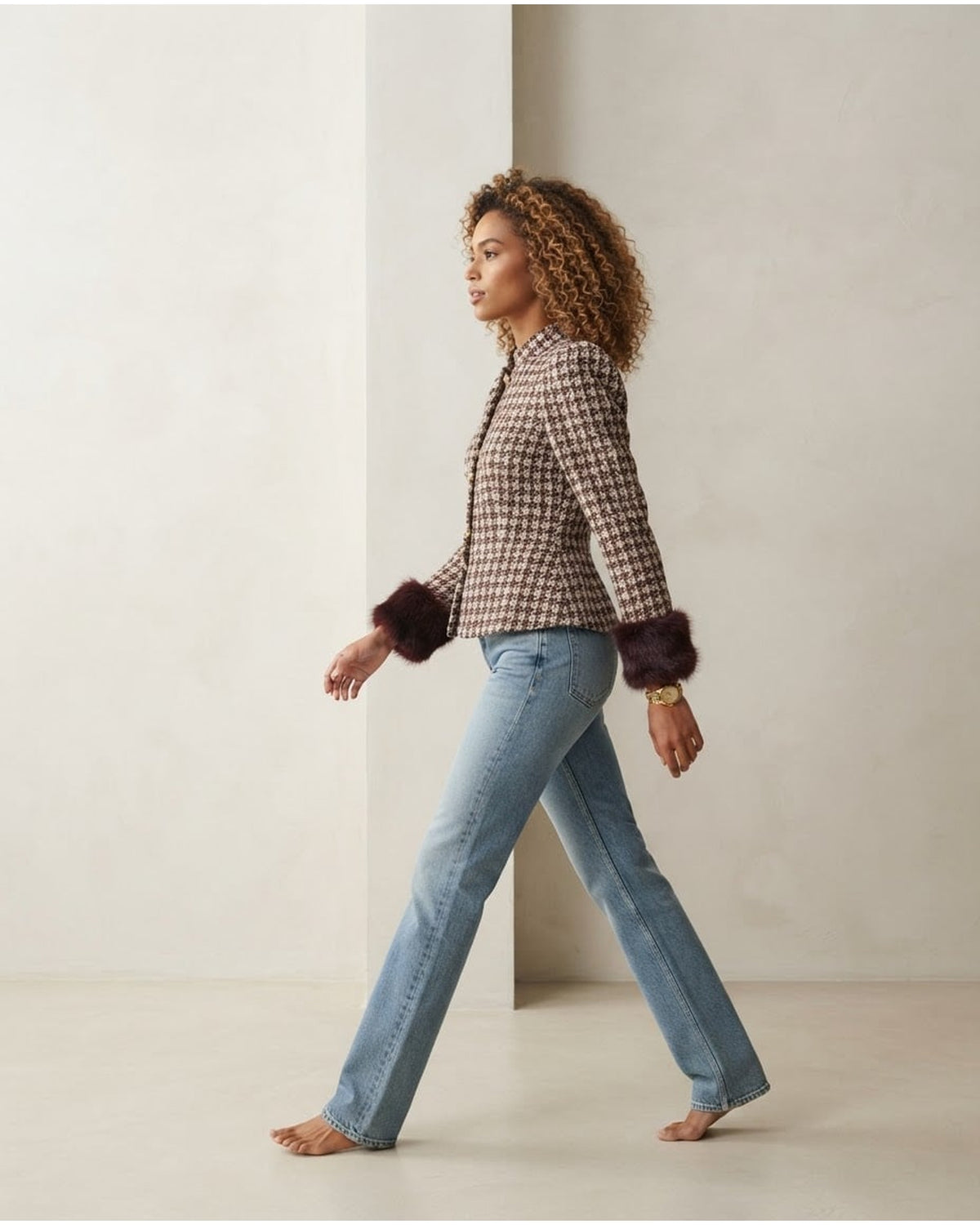 Zara | Sophisticated Tweed Jacket for Autumn/Winter - Side View