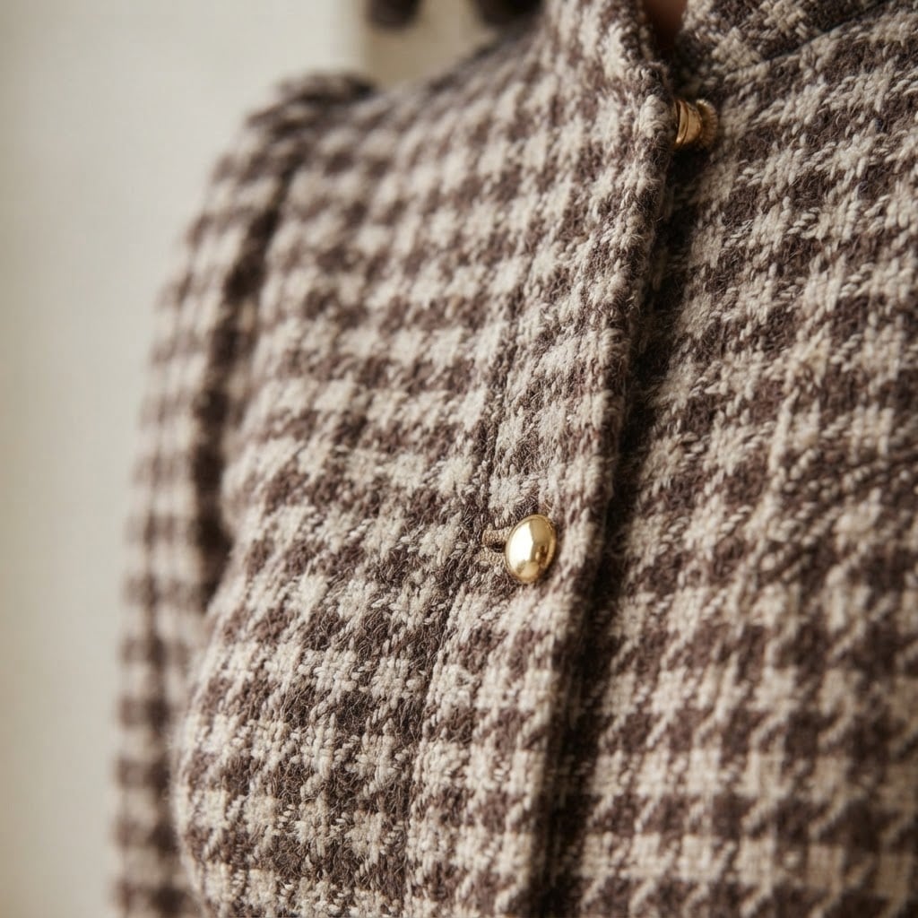 Zara | Sophisticated Tweed Jacket for Autumn/Winter - Detail Close-Up