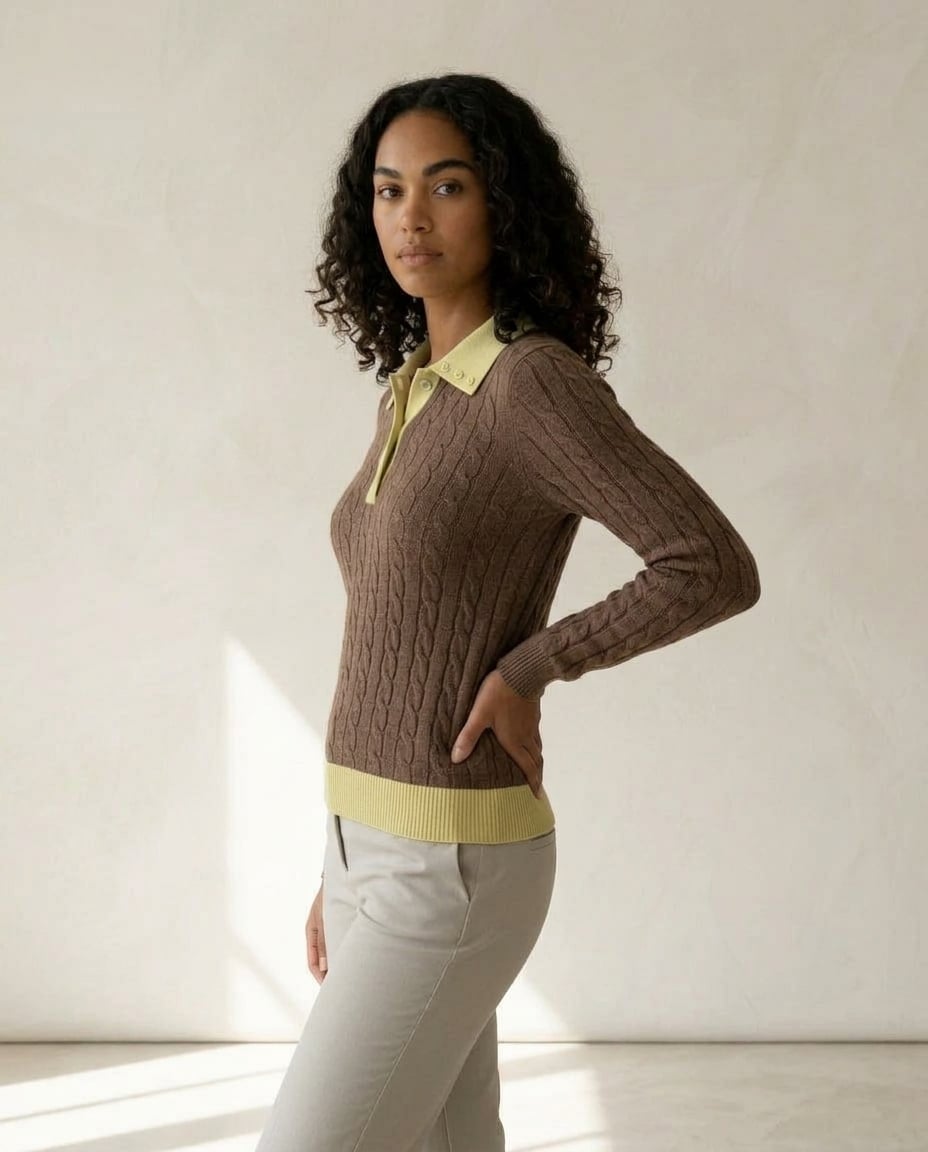Zara | Timeless Cable Knit Sweater for Autumn/Winter — side | Maison Perigee
