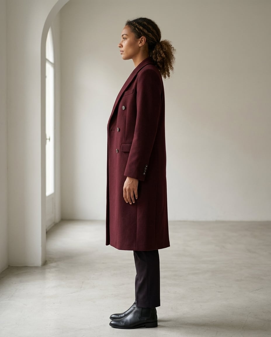 Zara | Timeless Double-Breasted Coat for Winter - Side View