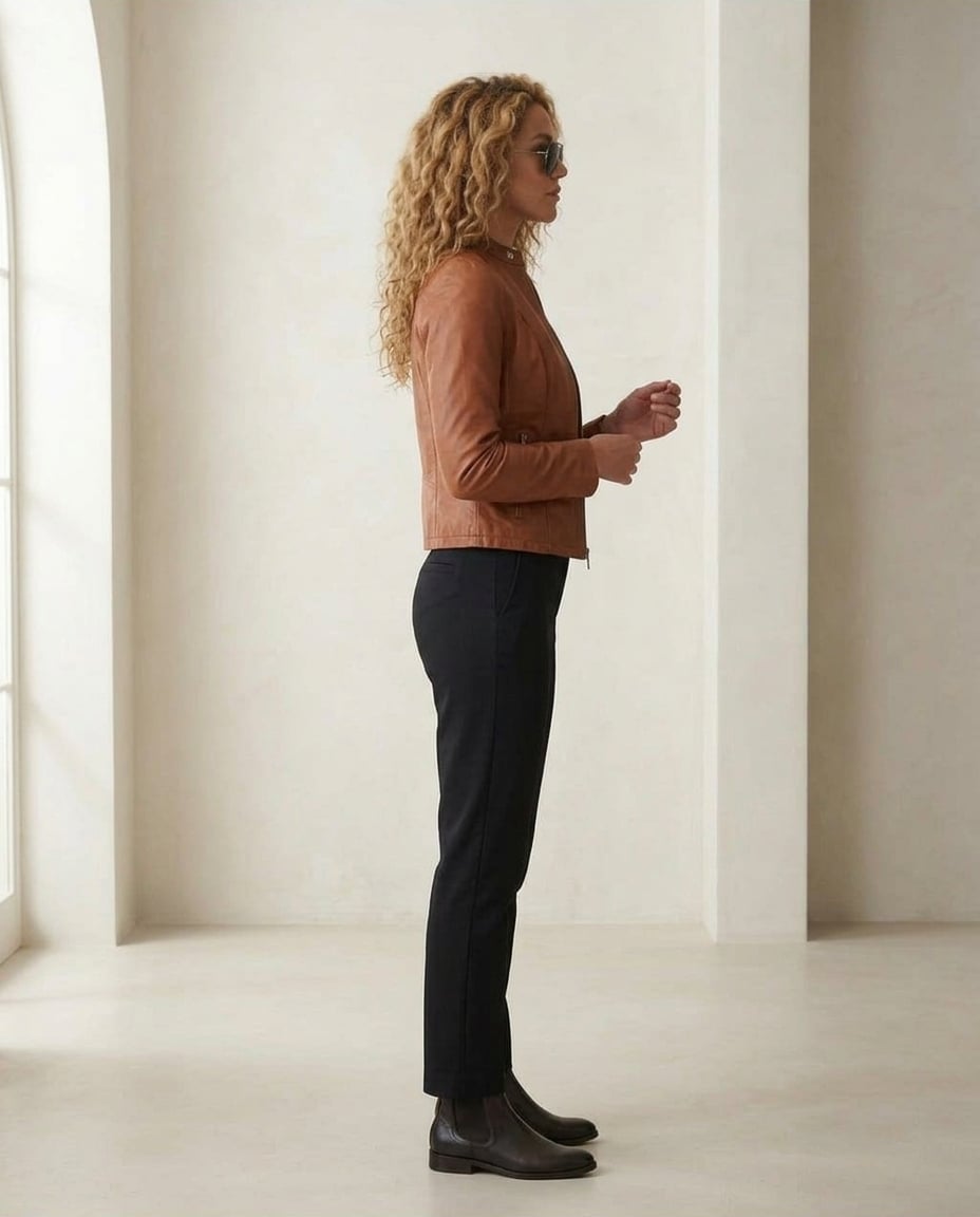 Zara | Timeless Leather Jacket for Autumn/Winter - Side View